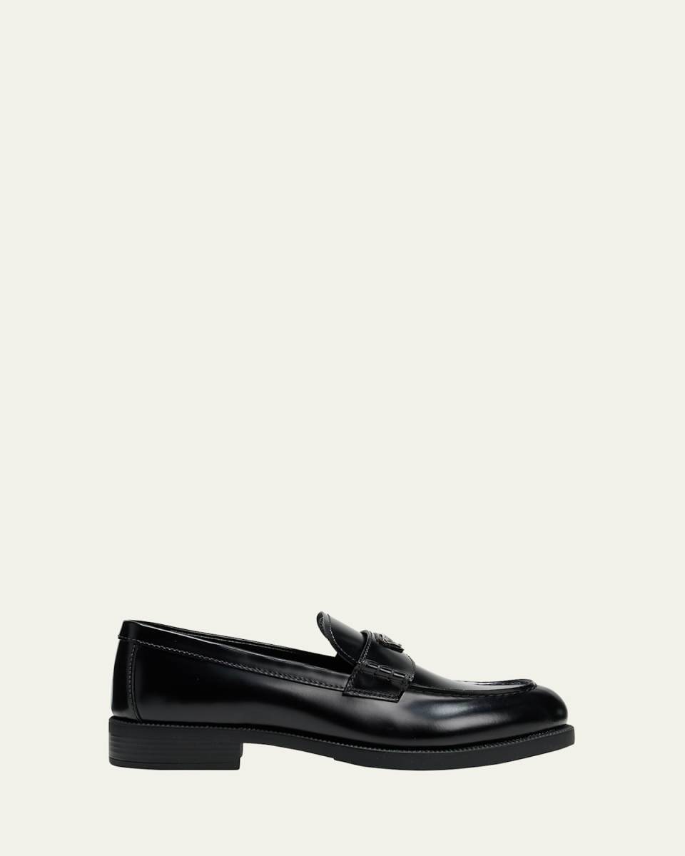 Leather Logo Slip-On Loafers