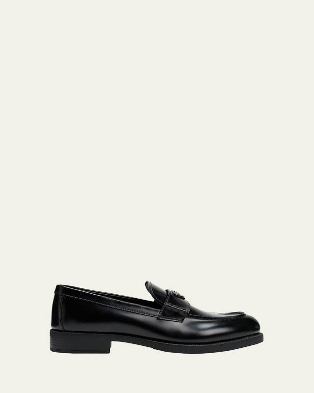 Leather Logo Slip-On Loafers
