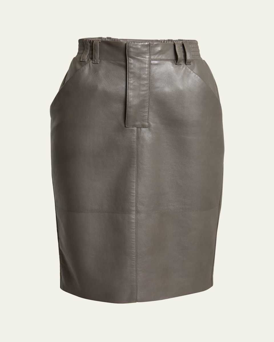 Leather Pencil Skirt with Patch Pockets