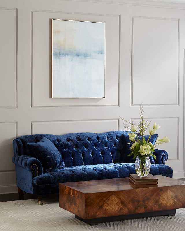 Divine Tufted Crushed Velvet Sofa 77"