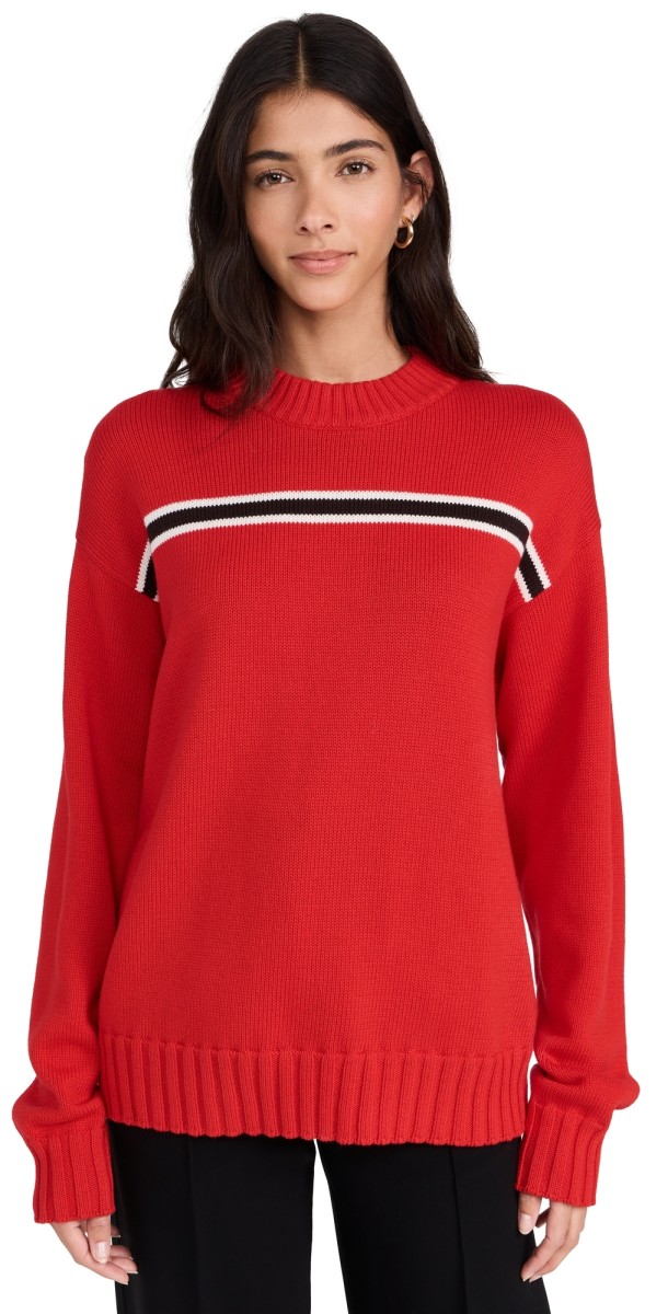 DONNI. The Cotton Crewneck Stripe Sweater Tomato Stripe