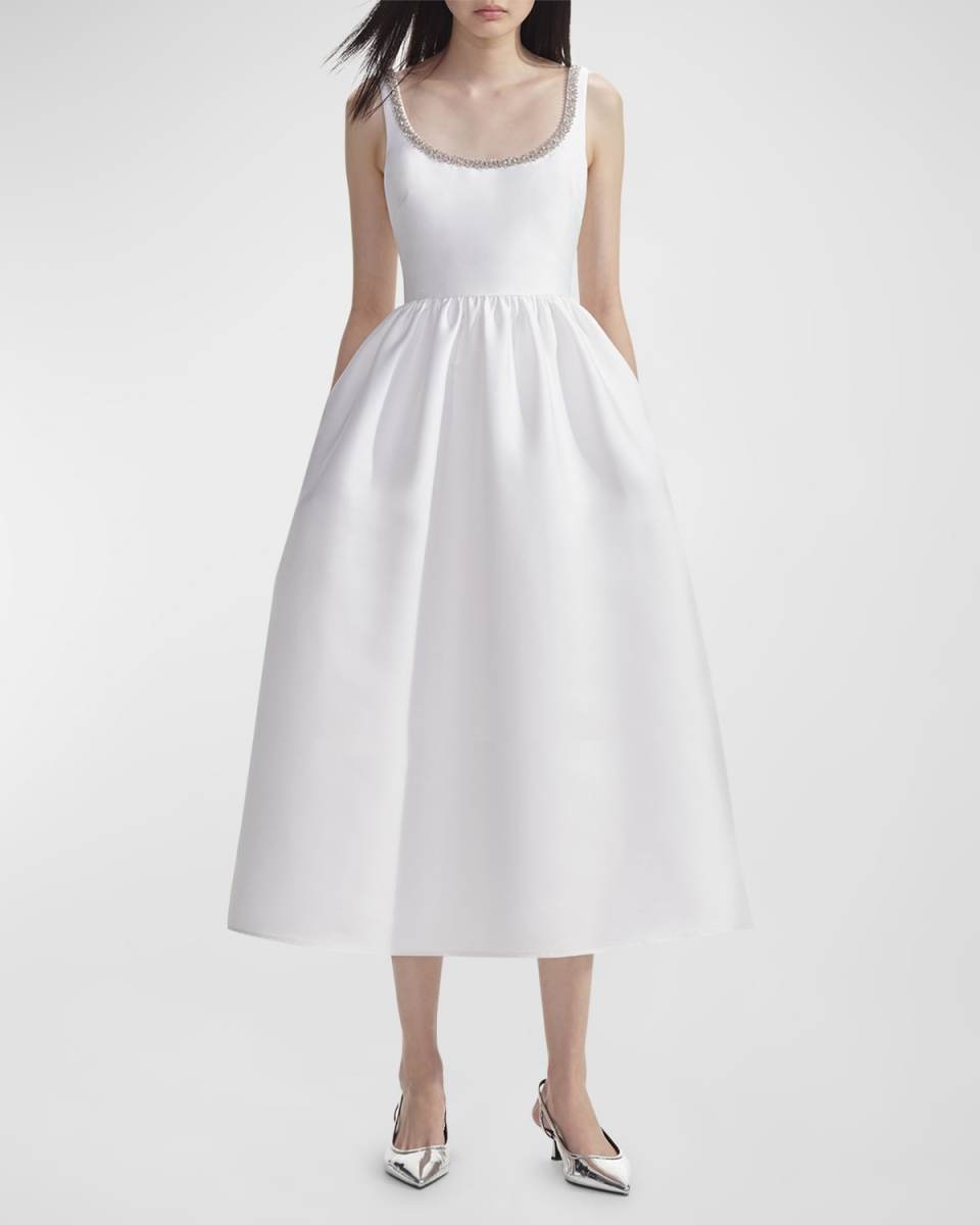 Diamanté Scoop-Neck Sleeveless Midi Dress