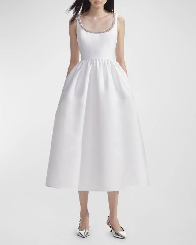Diamanté Scoop-Neck Sleeveless Midi Dress
