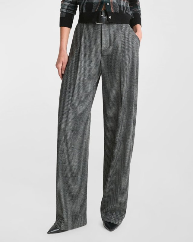 High-Rise Micro Check Trousers