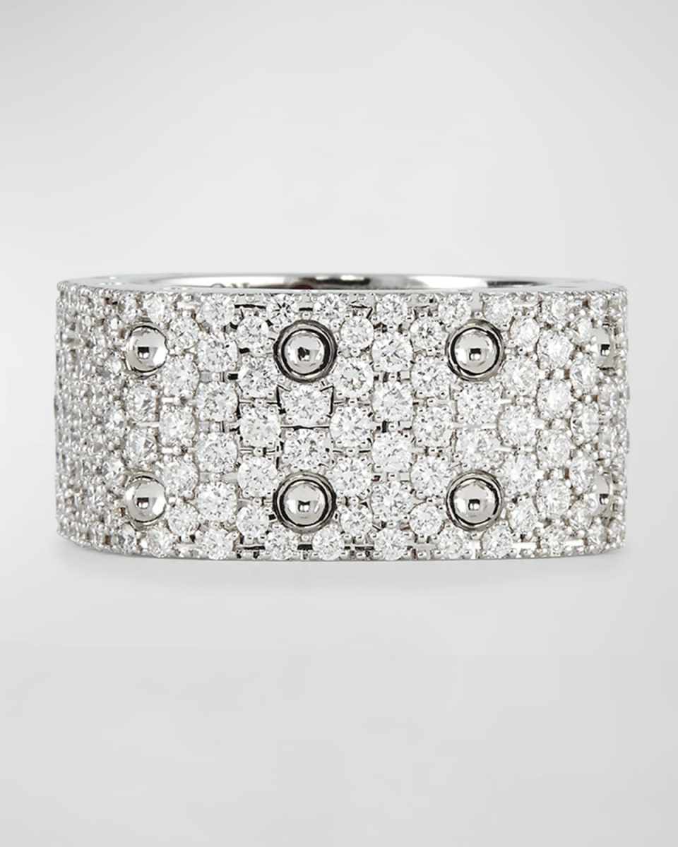 Pois Moi 18K White Gold Diamond 2 Row Ring, Size 6.5