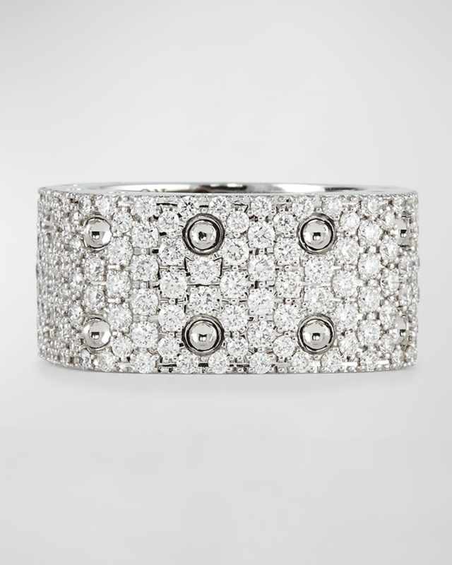 Pois Moi 18K White Gold Diamond 2 Row Ring, Size 6.5