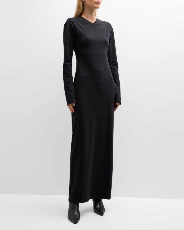 Eima V-Neck Long-Sleeve Maxi Dress