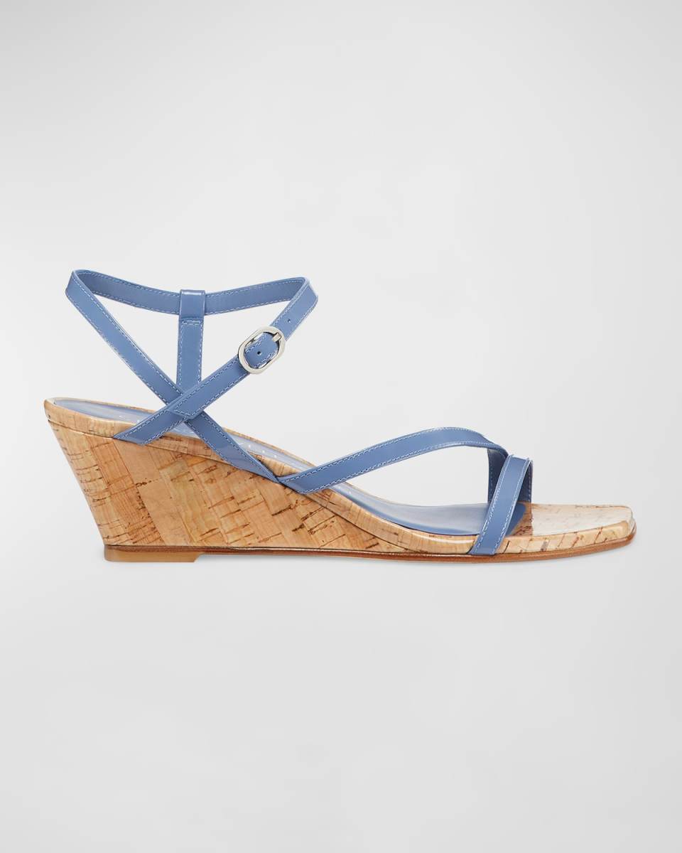 Oasis Patent Ankle-Strap Wedge Sandals