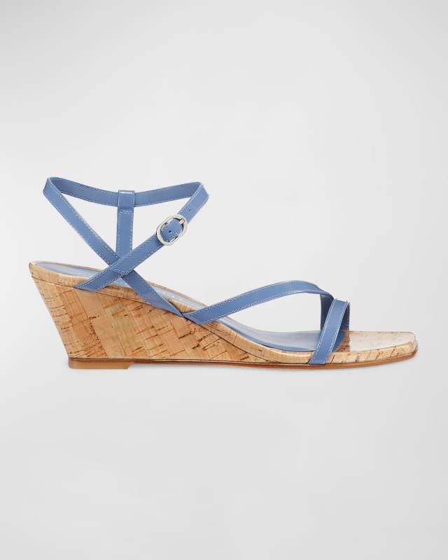 Oasis Patent Ankle-Strap Wedge Sandals