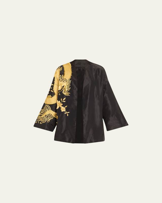 Dragon-Embroidered Silk Kimono Jacket