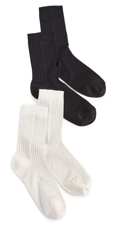Stems Classic Rib Socks - 2 Pack Offering Black & Ivory