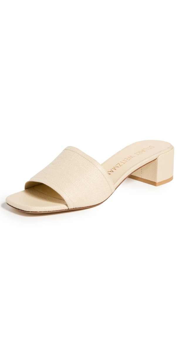 Stuart Weitzman Cayman Block Slides Natural