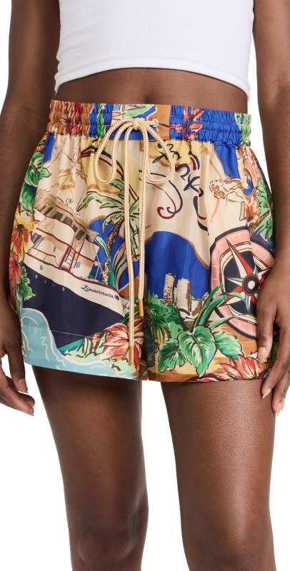 Zimmermann Alight Draw Waist Shorts Nautical Map
