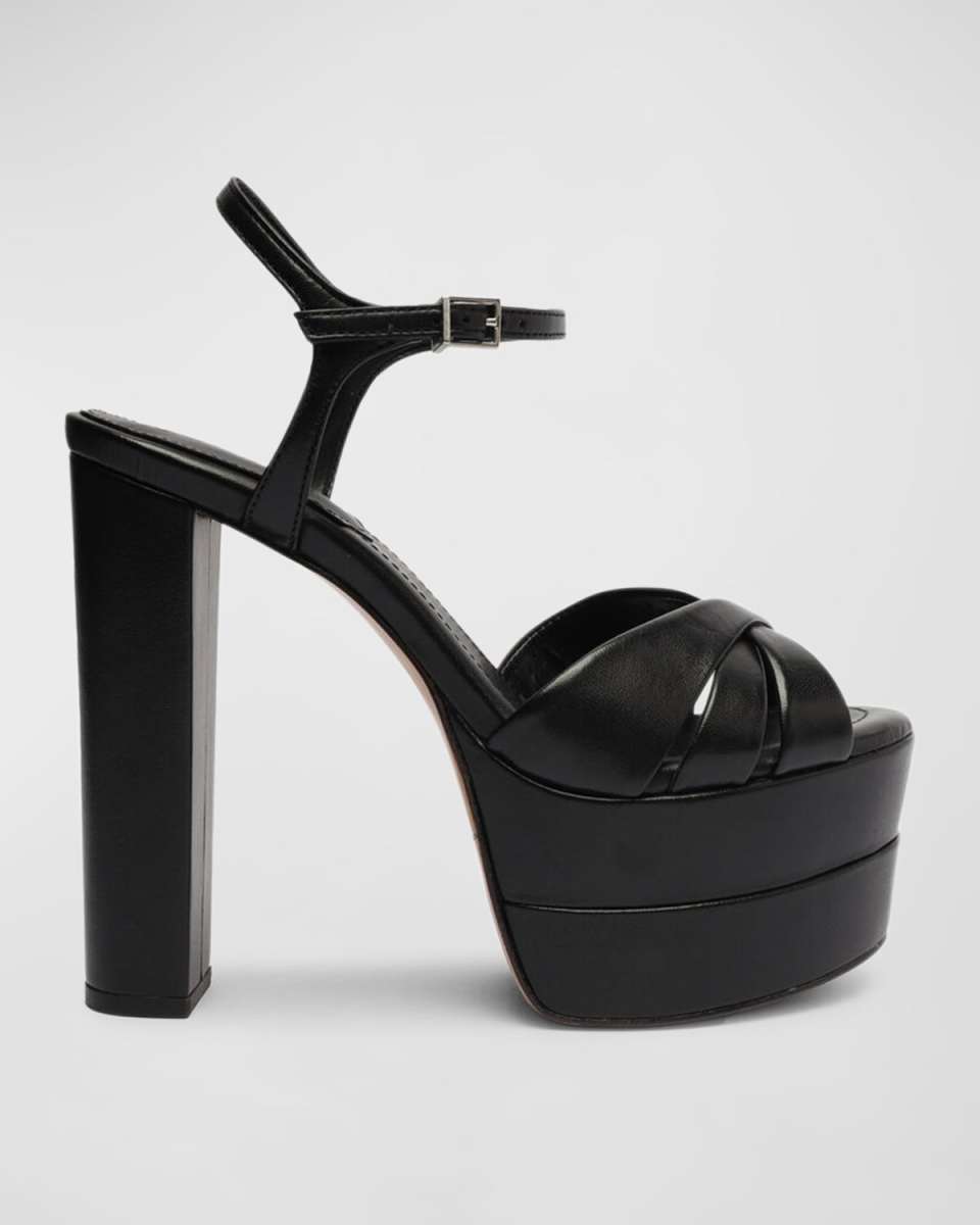 Keefa Leather Ankle-Strap Platform Sandals