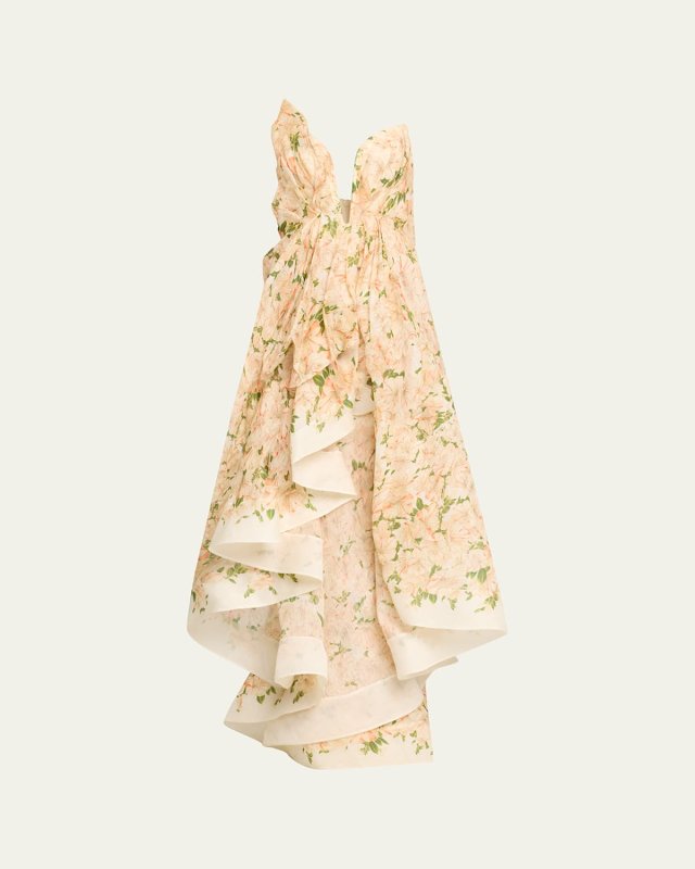 Natura Draped Strapless Midi Dress