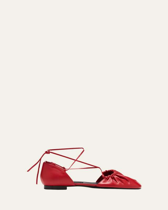 Leather Open-Side Ballerina Flats