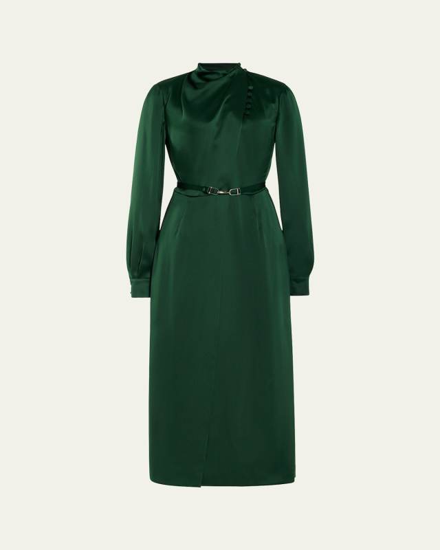 Josefina Belted Satin Dress