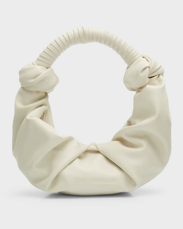 Lopsy Ruched Faux-Leather Top-Handle Bag