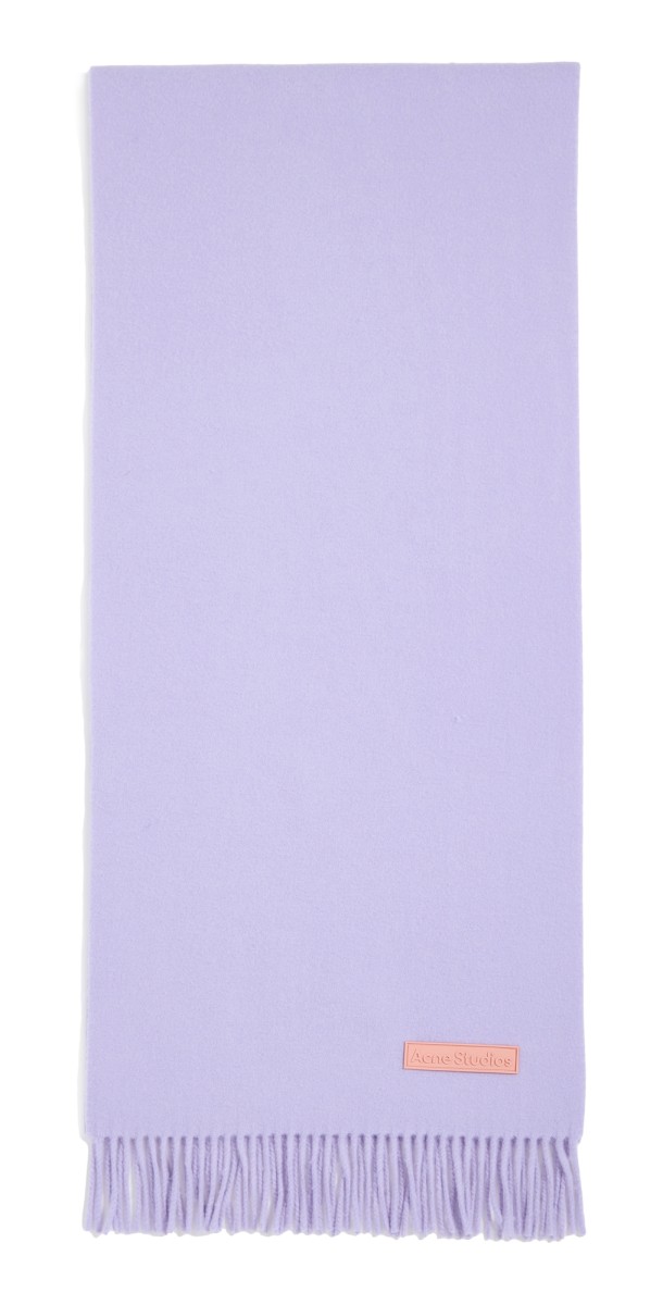 Acne Studios Wool Scarf with Label Lilac Purpl