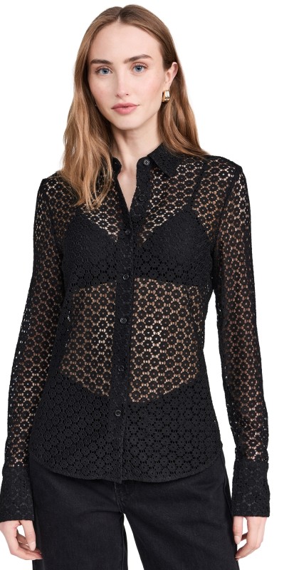 rag & bone Yvette Lace Shirt Black