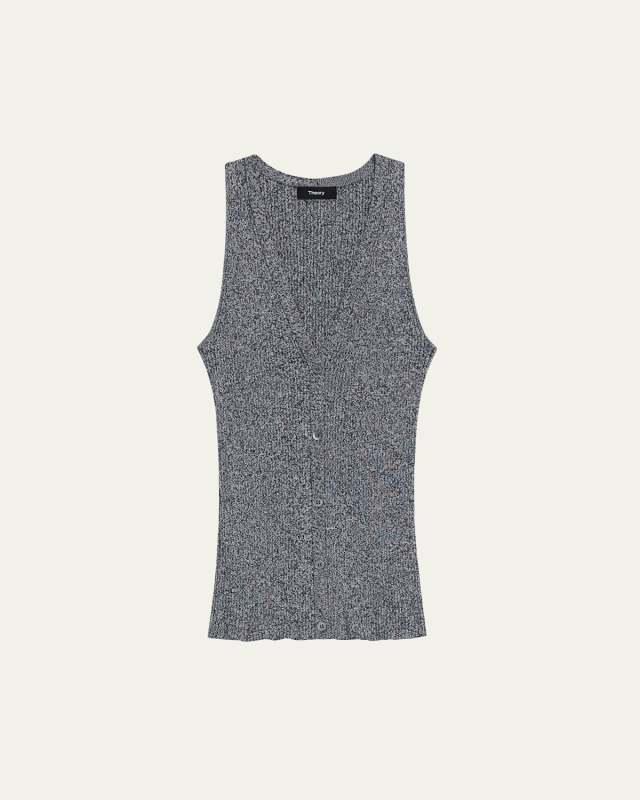 Slim Rib Button-Front Vest