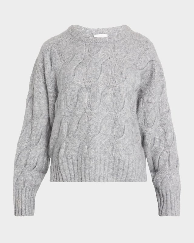 Cashmere-Silk Cable Sweat