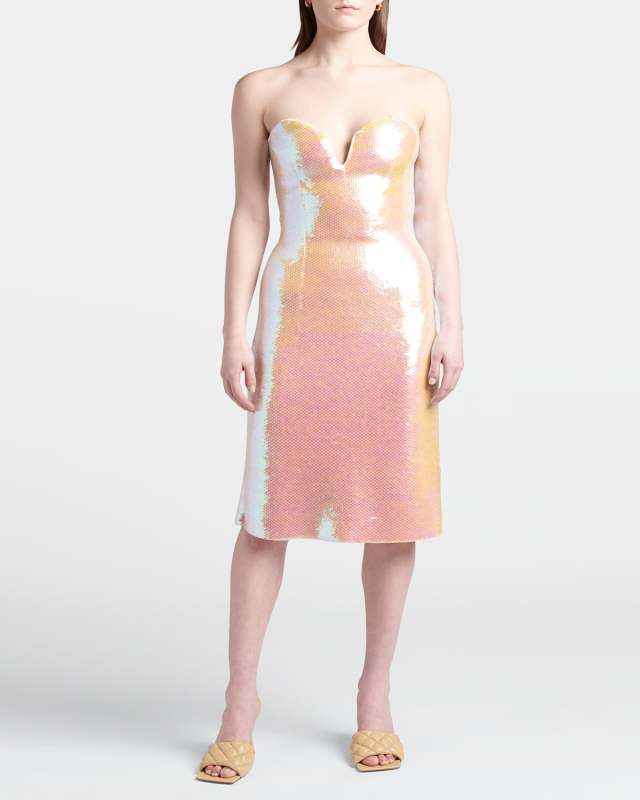 Iridescent Pailette Strapless Dress
