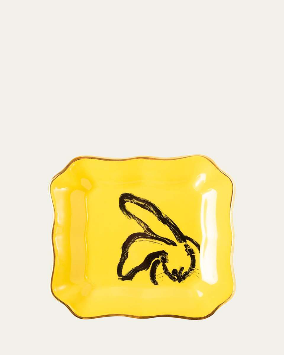 Portrait Plate with Gold Rim - Yellow
