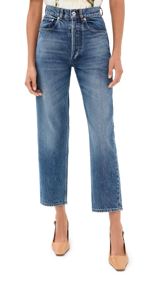 JW Anderson Cropped Straight Leg Jeans Mid Blue Denim