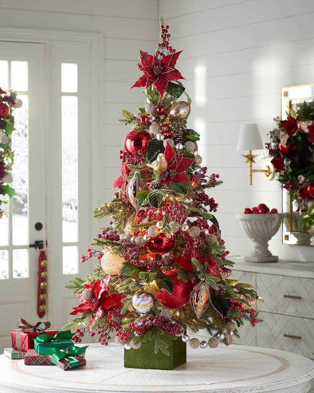 Rubies and Red Pre-Lit Tabletop Christmas Tree, 4.7'