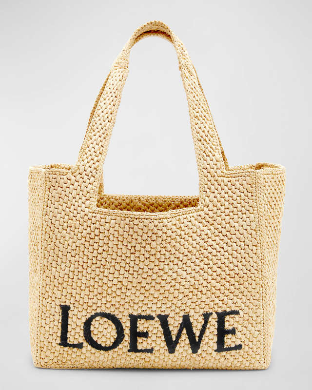 x Paula's Ibiza Font Medium Tote Bag in Raffia
