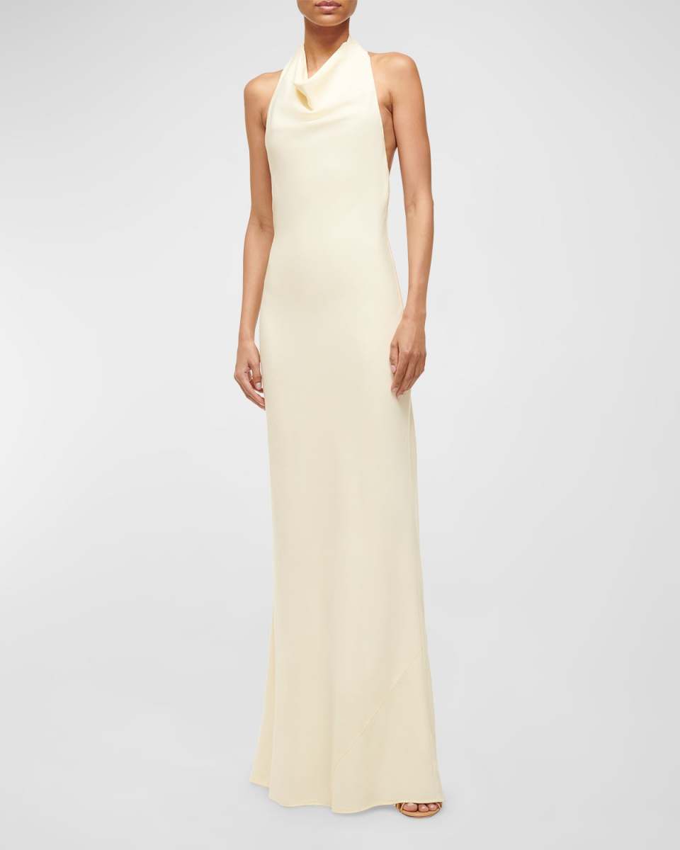 Giuseppe Backless Cowl Halter Gown