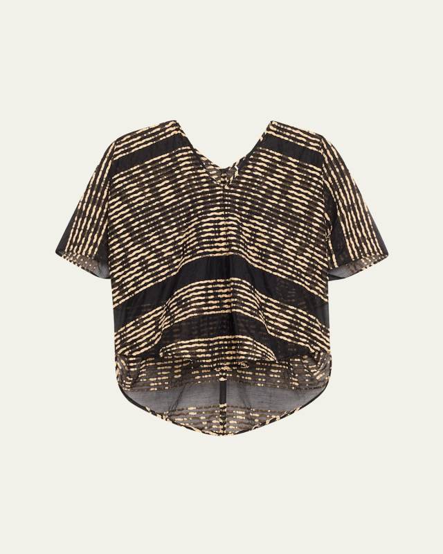 Circle Lightweight Woven Stripe Top