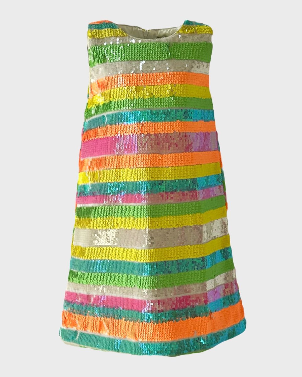 Girl's Sequin Summer Stripe Tank Dress, Size 2-14