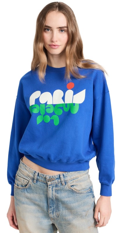 Clare V. Le Drop Sweatshirt Lapis w/ Cream