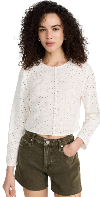 FRAME Eyelet Jacket Cream