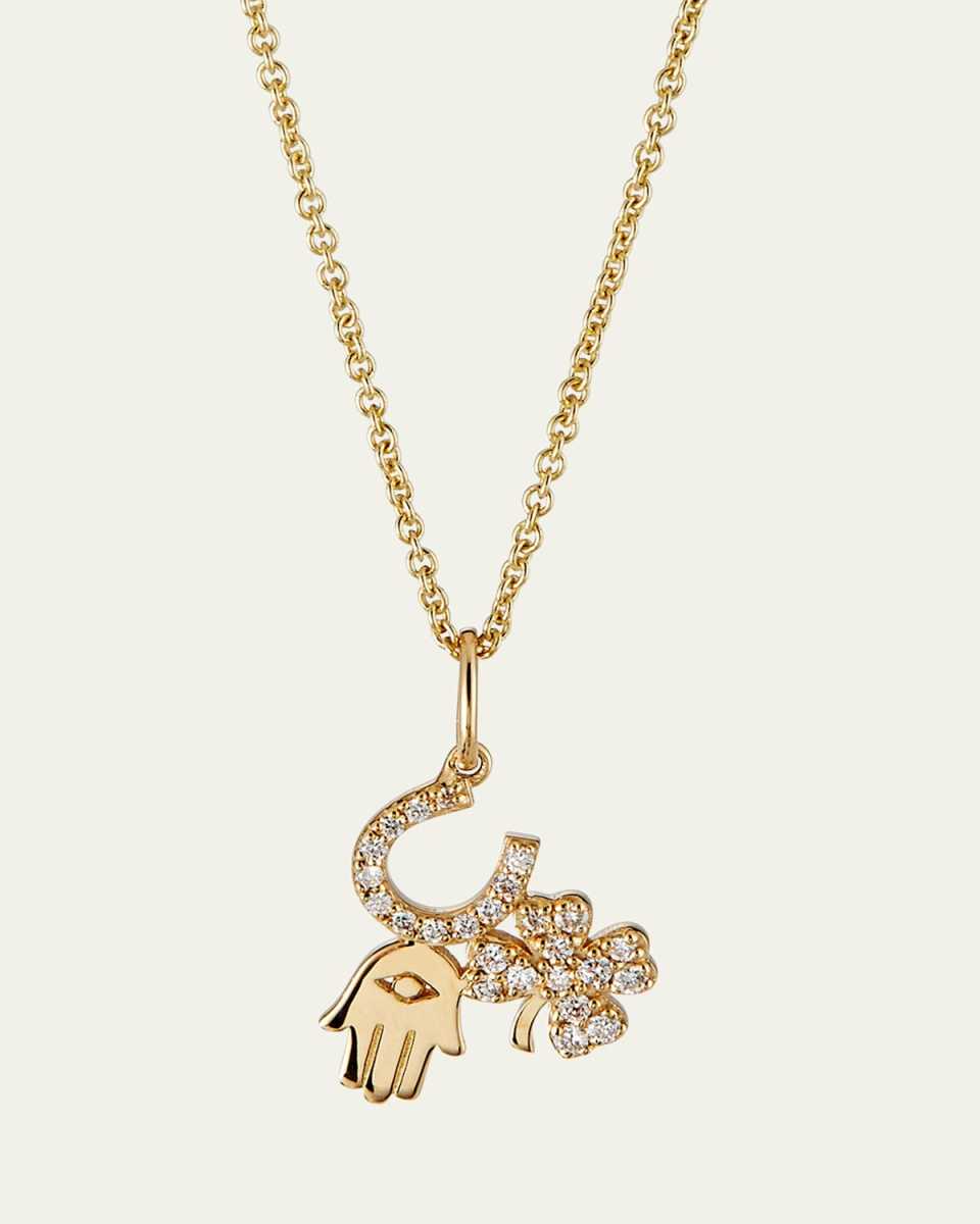 14k Diamond Luck & Protection Trio Necklace