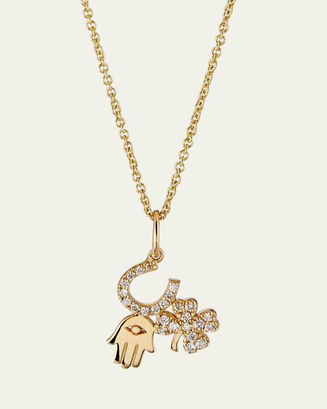 14k Diamond Luck & Protection Trio Necklace