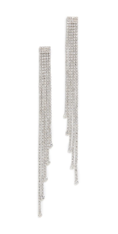 Kenneth Jay Lane Silver Crystal 5 Short To Long Strand Earrings Silver/Crystal