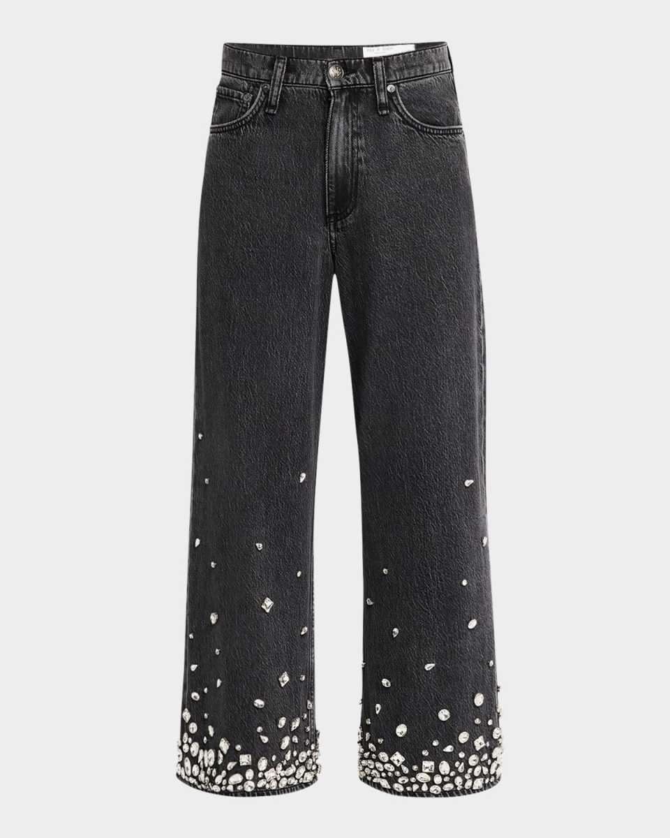 Cropped High-Rise Crystal Jeans