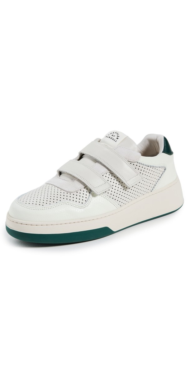 Loeffler Randall Cameron Velcro Low Top Sneakers Green/Cream