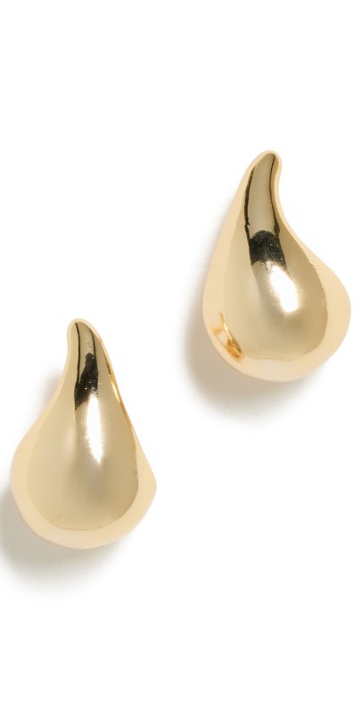 By Adina Eden Solid Curved Teardrop Hoop Earrings Gold