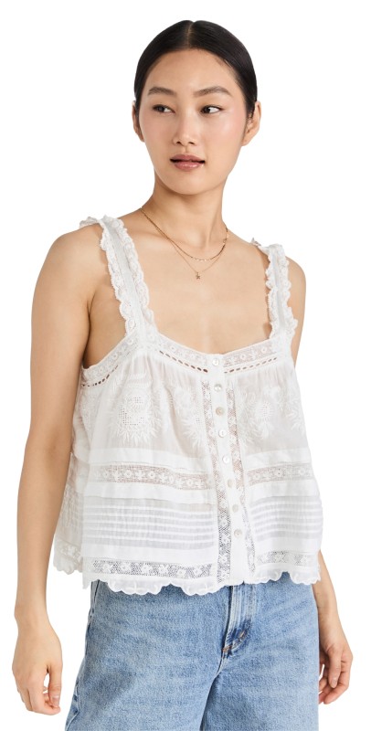 LoveShackFancy Sully Top White