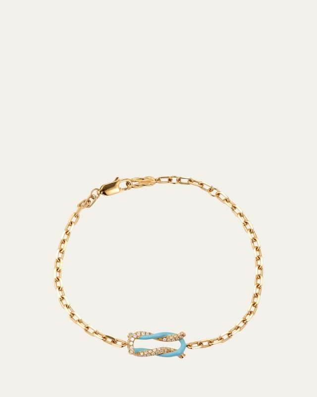18K Yellow Gold Fruit Hoops Diamond Bracelet, Light Blue