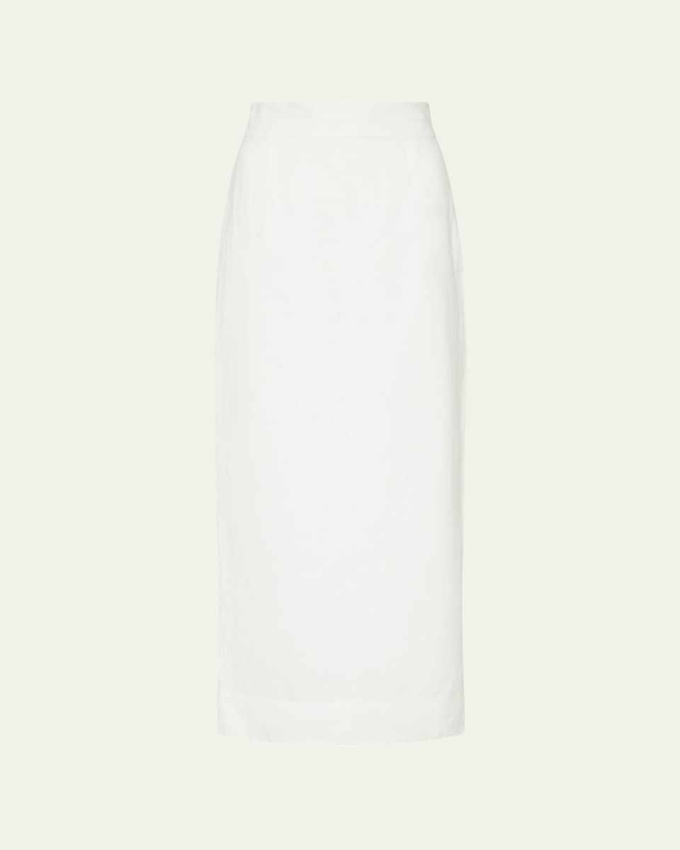 Emma Long Linen Pencil Skirt