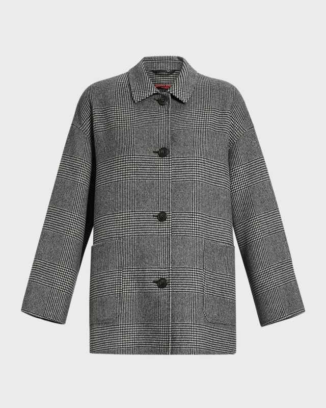 Plus Size Nadia Check-Print Wool-Blend Coat