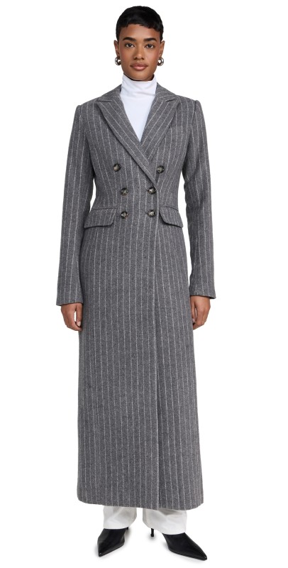 Favorite Daughter The Simon Coat Grey/White Pinstripe