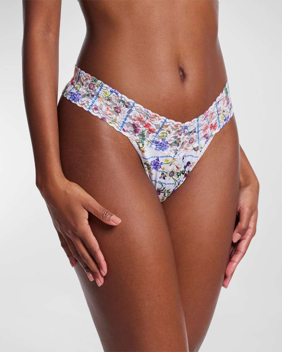 Original Rise Floral-Print Lace Thong