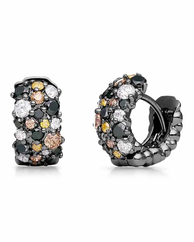 Small Multicolor Diamond Confetti Hoop Earrings
