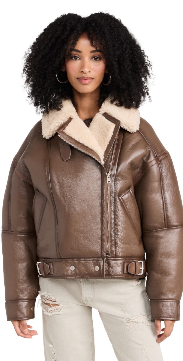 Acne Studios Shearling Jacket BROWN/LIGHT CAMEL